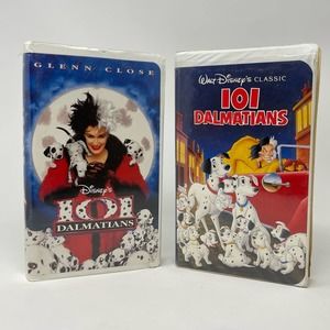 Walt Disney 101 Dalmatians VHS Lot Movie and Animated Cartoon Glenn Close